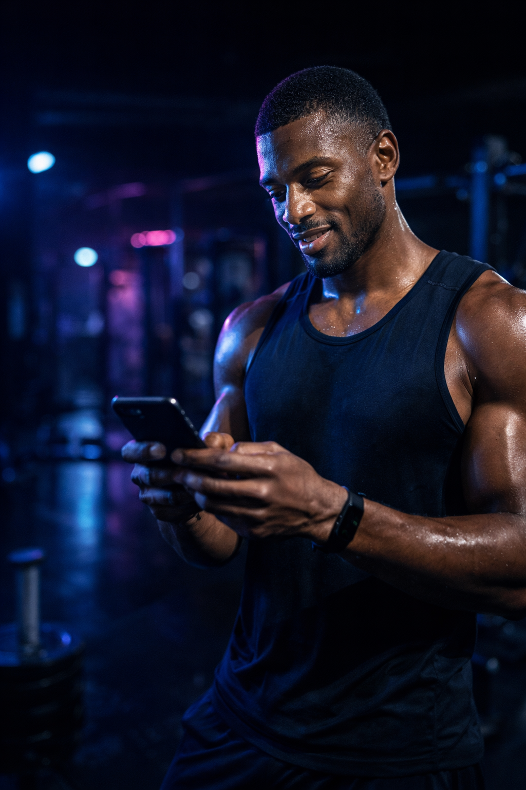 Athlete checking and sharing a challenge result on a phone